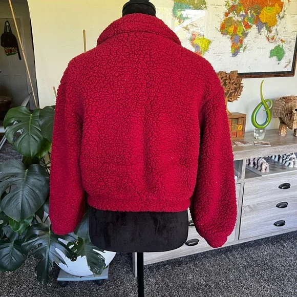SHEIN Vibrant Red Teddy Jacket - Picture 4 of 7